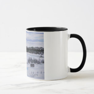 frozen lake NL Canada  cabin on the pond   Mug