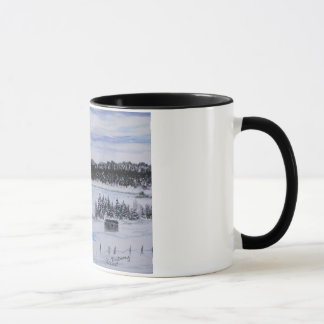 frozen lake NL Canada  cabin on the pond   Mug