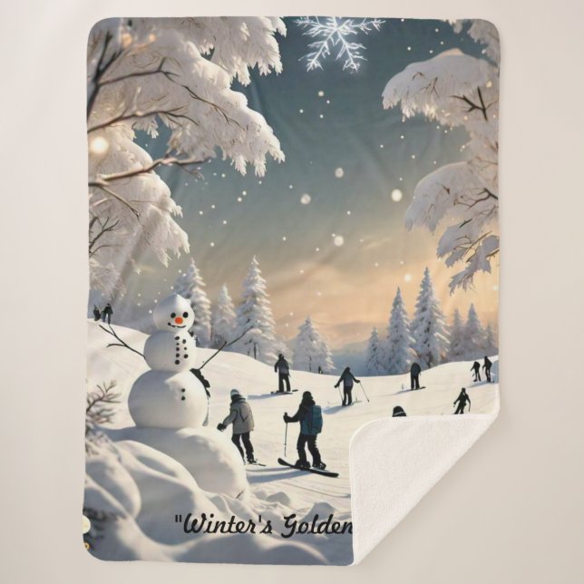 "Frozen Lake Serenity" Sherpa Blanket (Front)