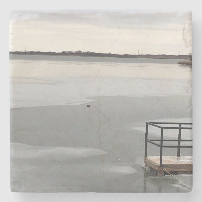Frozen lake stone coaster (Front)
