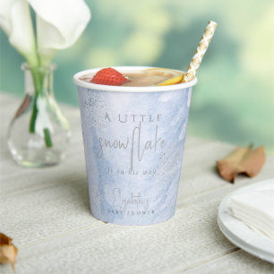 Frozen Little Snowflake Blue Boy Baby Shower Paper Cups