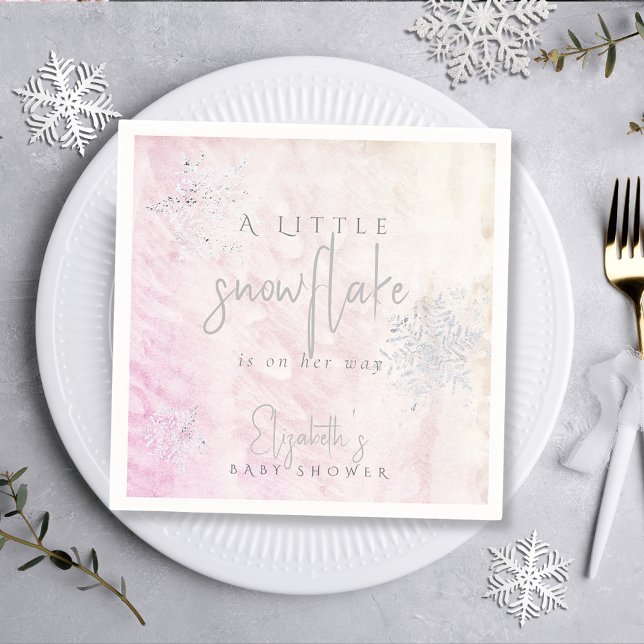 Frozen Little Snowflake Pink Baby Shower Napkin (Creator Uploaded)