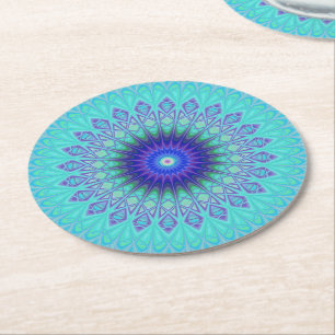Frozen mandala round paper coaster
