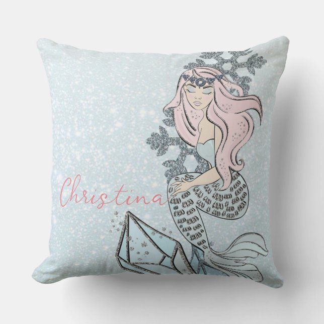 Frozen Mermaid Princess Winter Theme  Cushion (Front)