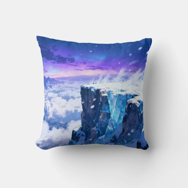 Frozen Mountain Sky Throw Pillow (Front)