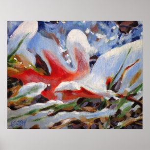 Frozen Oak Leaf Painting / Artist Larry Lerew Poster