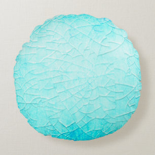 Frozen pond turquoise round cushion