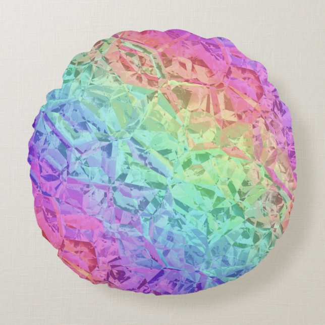 frozen rainbow crystal : round cushion (Front)