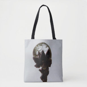Frozen raindrop on tree branch photograph tote bag