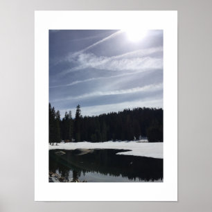 Frozen Reflection Blue White Colour Photography Poster
