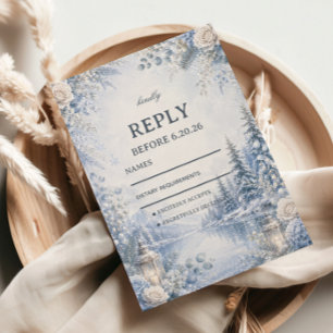 Frozen Reflections Beneath Winter Pines RSVP Card