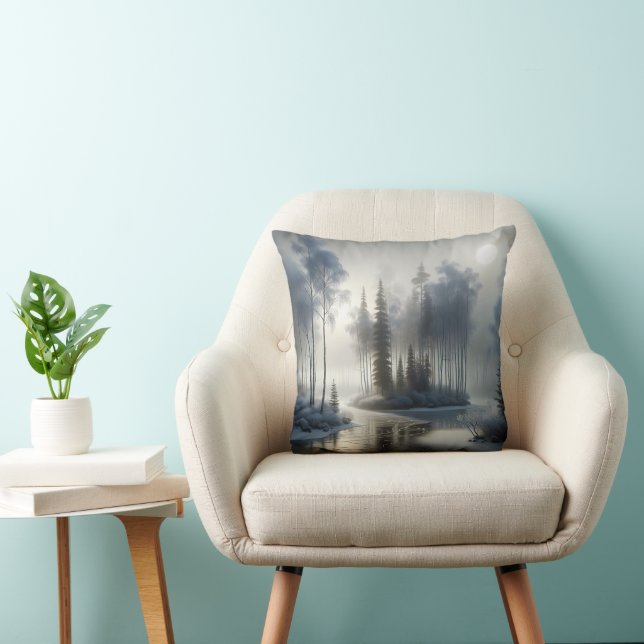 Frozen River With Frosted Trees Cushion (Chair)