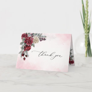 Frozen Roses Winter Wedding Folded Thank You Card