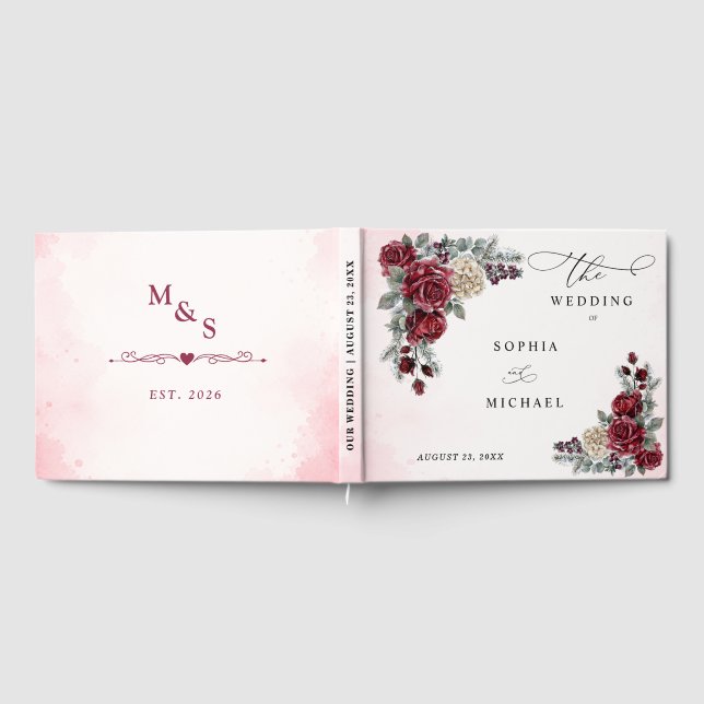 Frozen Roses Winter  Wedding Guest Book (Full)