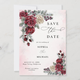 Frozen Roses Winter Wedding Save The Date Invitation