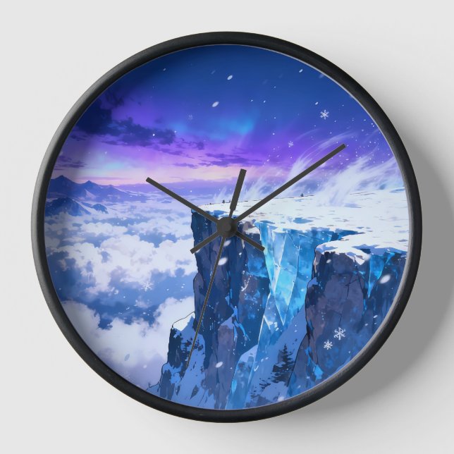 Frozen Sky Cliff Wall Clock (Front)