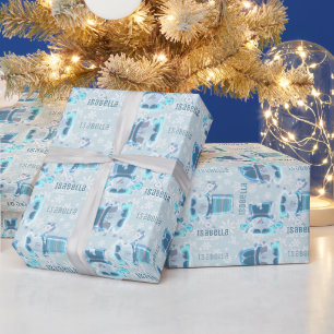 Frozen Snowball Snowflake Characters Wrapping Paper