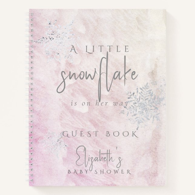 Frozen Snowflake Pink Baby Shower Guest Book (Front)