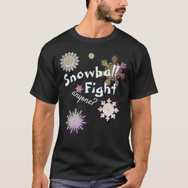 Frozen Snowflake "Snowball Fight" (Dark) T-Shirt (Front)