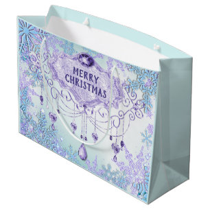 Frozen Snowflake Winter Wonderland Christmas Large Gift Bag