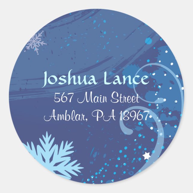 FROZEN SNOWFLAKES Bar Bat Mitzvah Sticker Seal (Front)