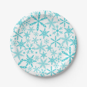 Frozen Snowflakes Pattern Holiday Paper Plates