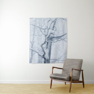 Frozen snowy tree tapestry