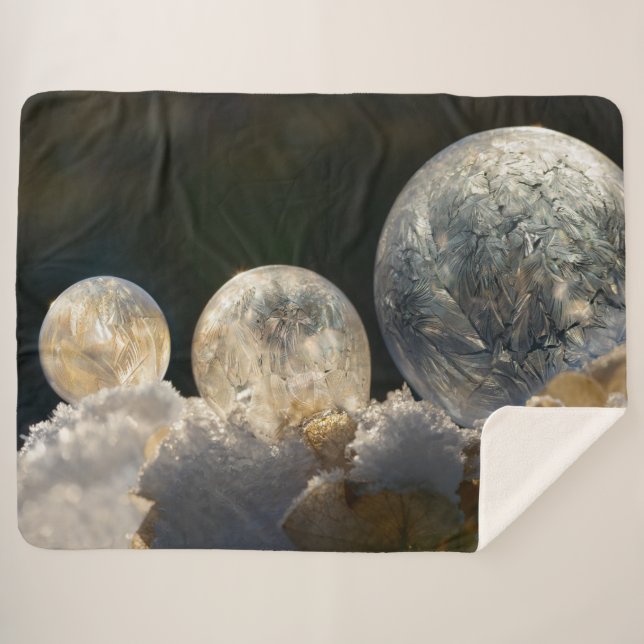 Frozen Soap Bubbles Ice Crystal Cool Winter Photo Sherpa Blanket (Front (Horizontal))