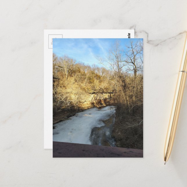 Frozen Stream in the Woods Postcard (Front/Back In Situ)