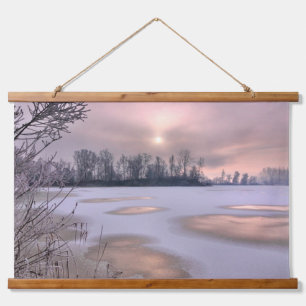 Frozen Surface   Po River, Piedmont, Italy Hanging Tapestry