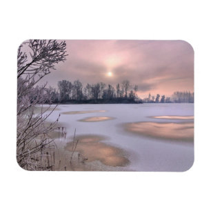 Frozen Surface Po River, Piedmont, Italy Magnet
