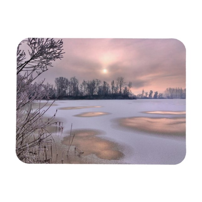 Frozen Surface | Po River, Piedmont, Italy Magnet (Horizontal)