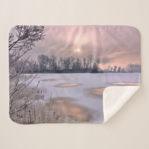 Frozen Surface   Po River, Piedmont, Italy Sherpa Blanket