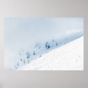 Frozen trees sun and clouds in the mountains poster