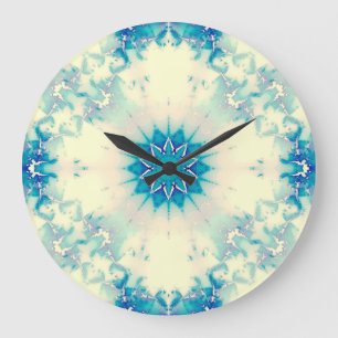 Frozen Water Frosty Blue Winter Snowflake Large Clock