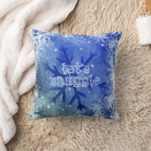 Frozen Watercolor Snowflake - let's snuggle Cushion