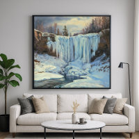 Frozen Waterfall - Impressionism Style Nature Art