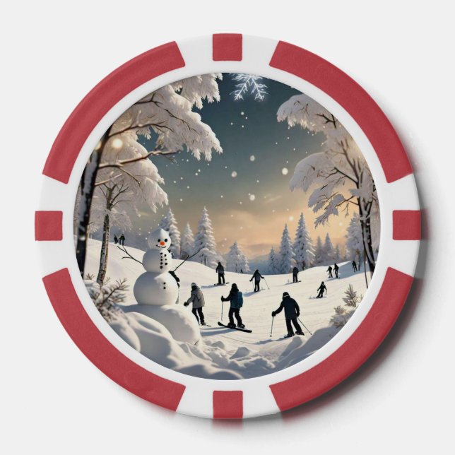 "Frozen Waterfall Wonder" Poker Chips (Front)