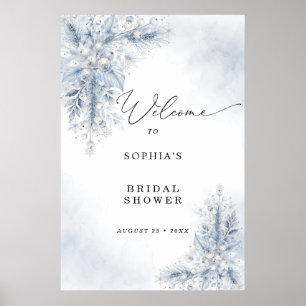 Frozen White Berries Bridal Shower Welcome Poster