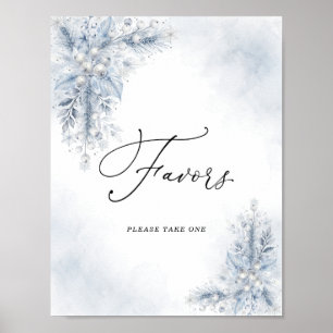 Frozen White Berries Winter Bridal Shower Favours Poster