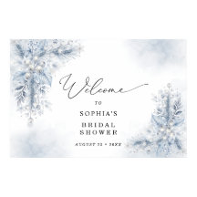 Frozen White Berries Winter Bridal Shower Welcome