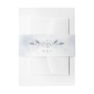 Frozen White Berries Winter Wedding Invitation Belly Band