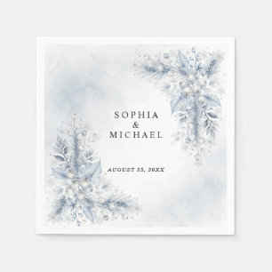 Frozen White Berries Winter Wedding Napkins