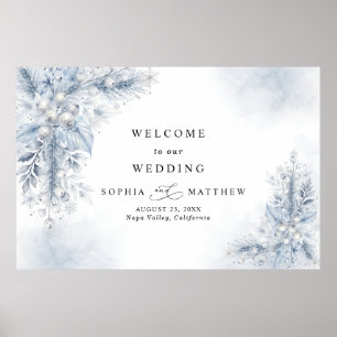 Frozen White Berries Winter Wedding Poster