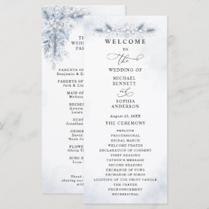Frozen White Berries Winter Wedding Program