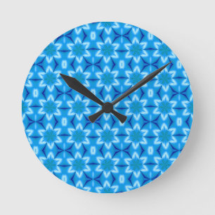 Frozen White Flowers Round Clock
