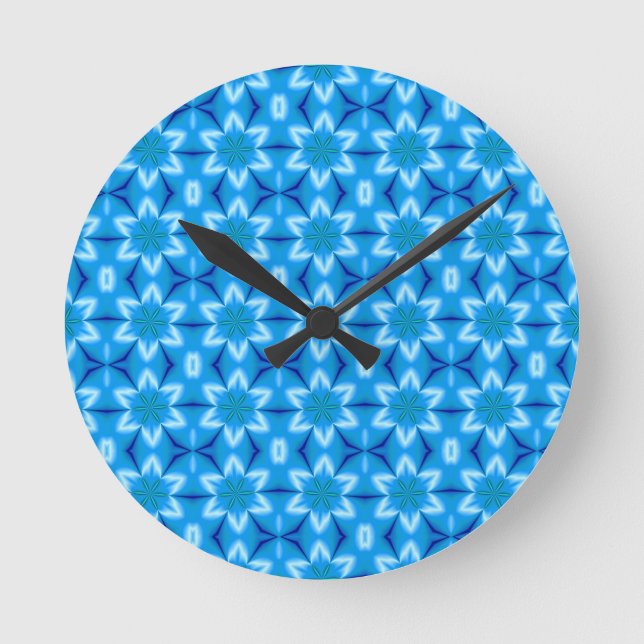 Frozen White Flowers Round Clock (Front)