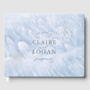 Frozen Winter Silver Snowflakes Wedding Guest Book