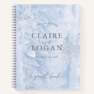 Frozen Winter Silver Snowflakes Wedding Notebook