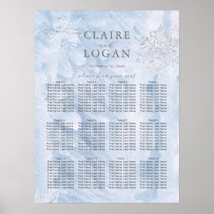 Frozen Winter Silver Snowflakes Wedding Poster